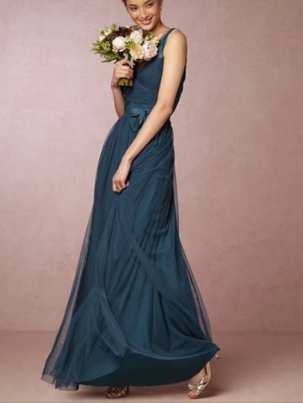 Anthropoligie × Hitherto BHLDN Fluer Dress Long Gown Bridesmaid Tulle Maxi 8